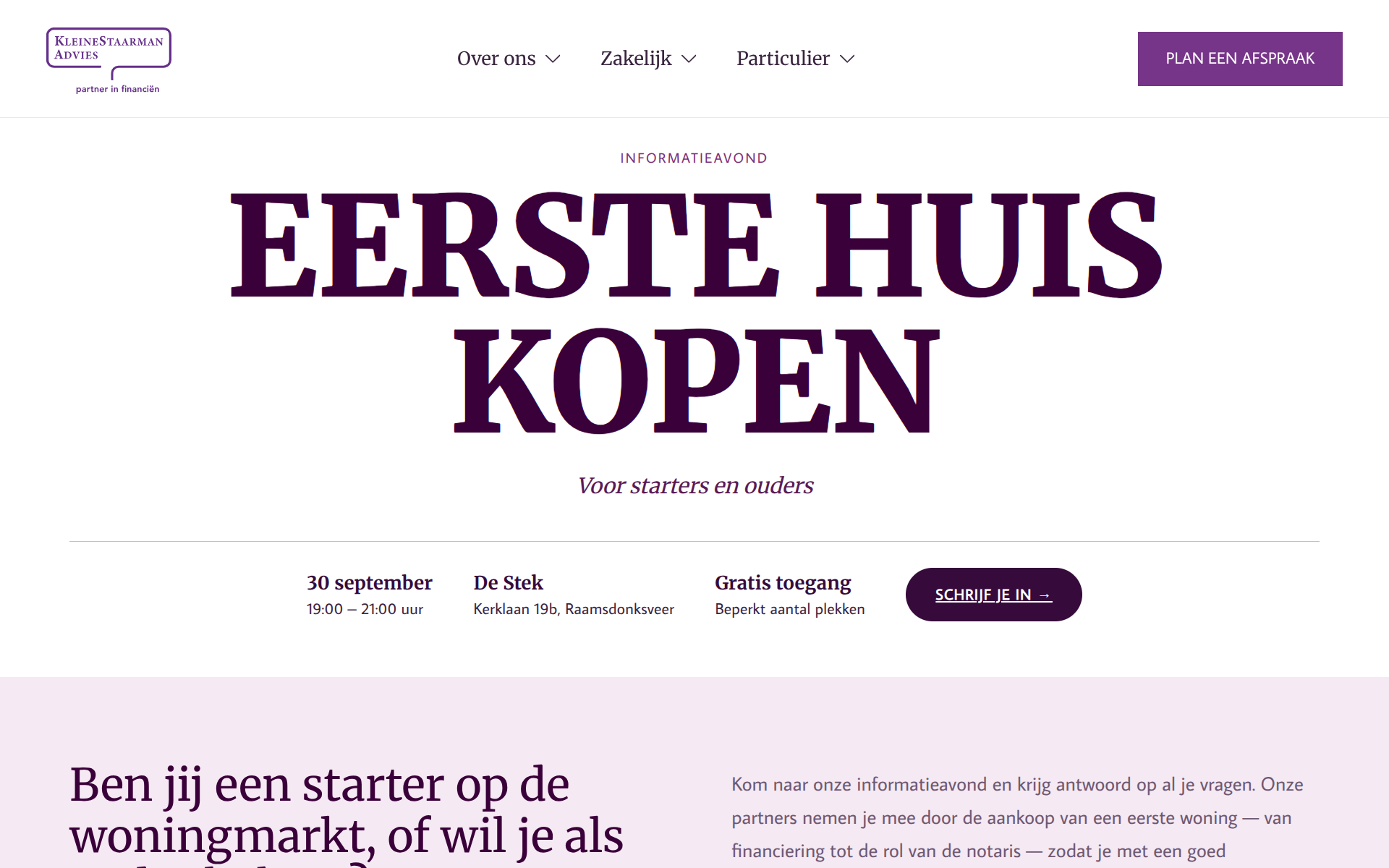 Landingspagina informatieavond Eerste Huis Kopen